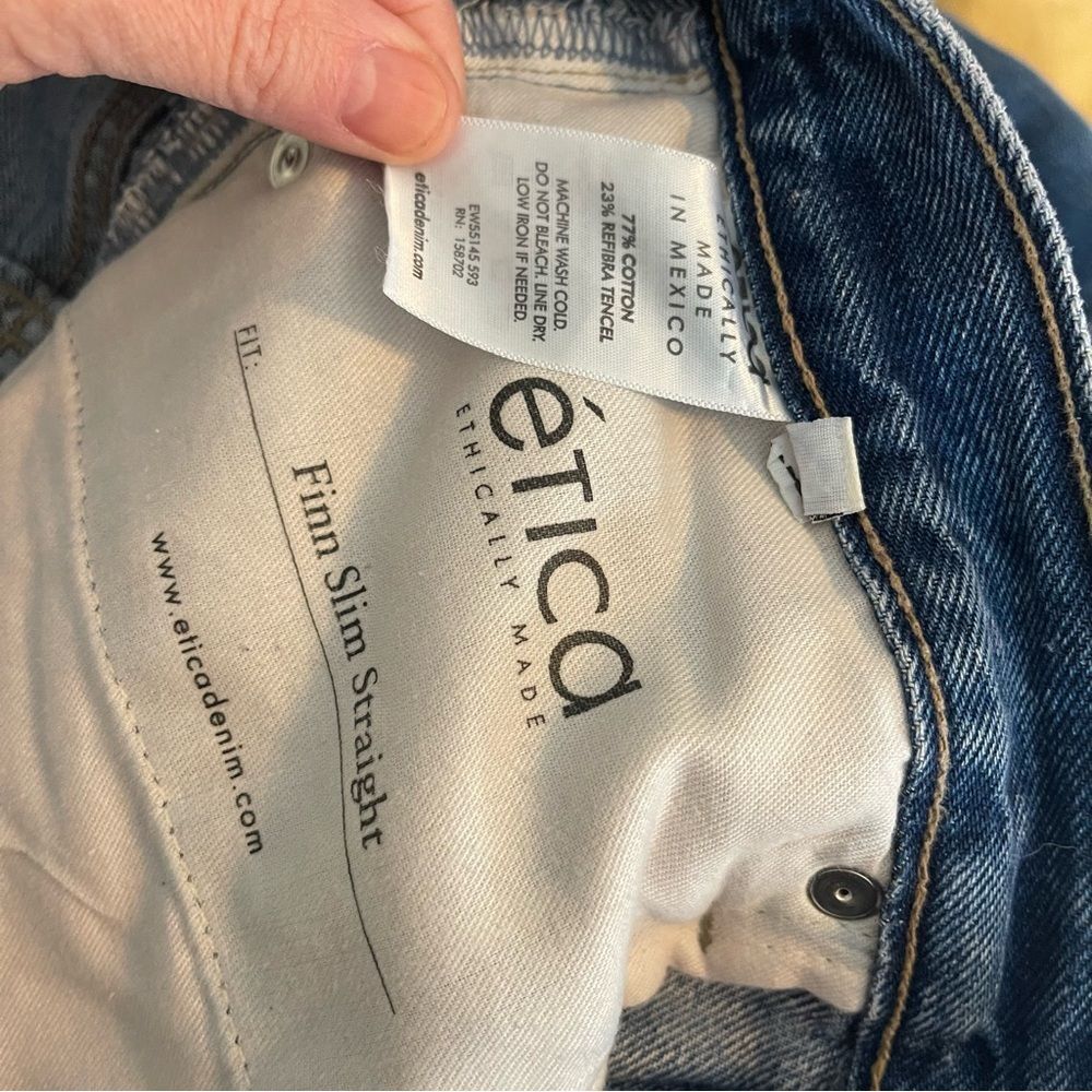 Etica Finn Slim Straight High Waist Jeans Classic Blue Women's Jeans Sz 29 - Picture 5 of 8